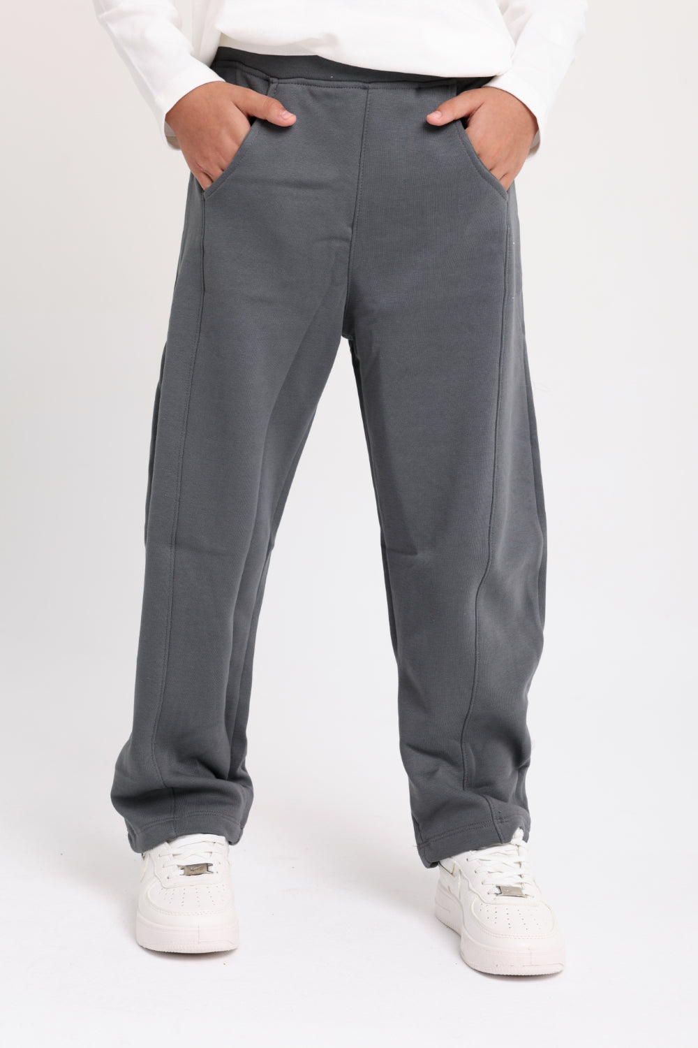 unisex barrel fit pants – dark grey