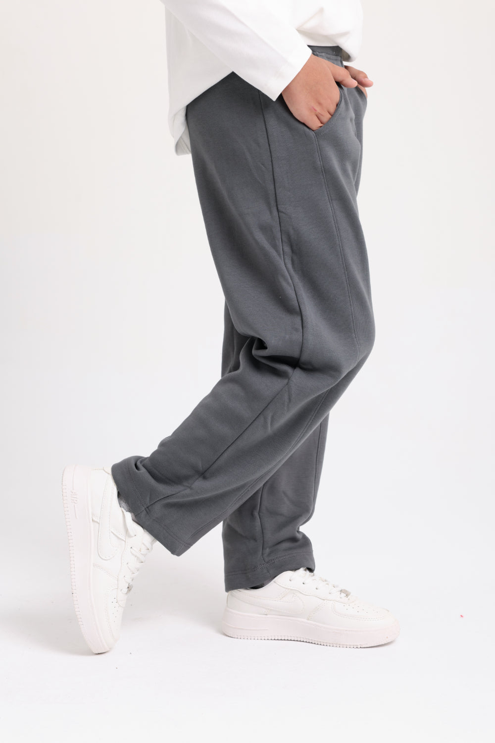 unisex barrel fit pants – dark grey