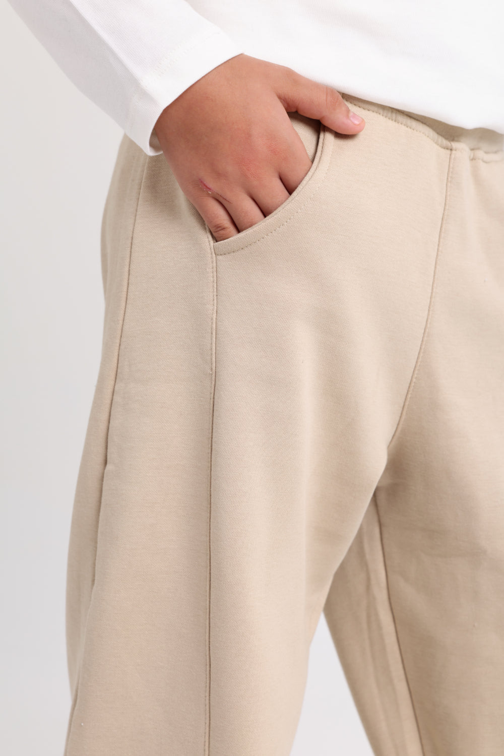 unisex barrel fit pants – beige