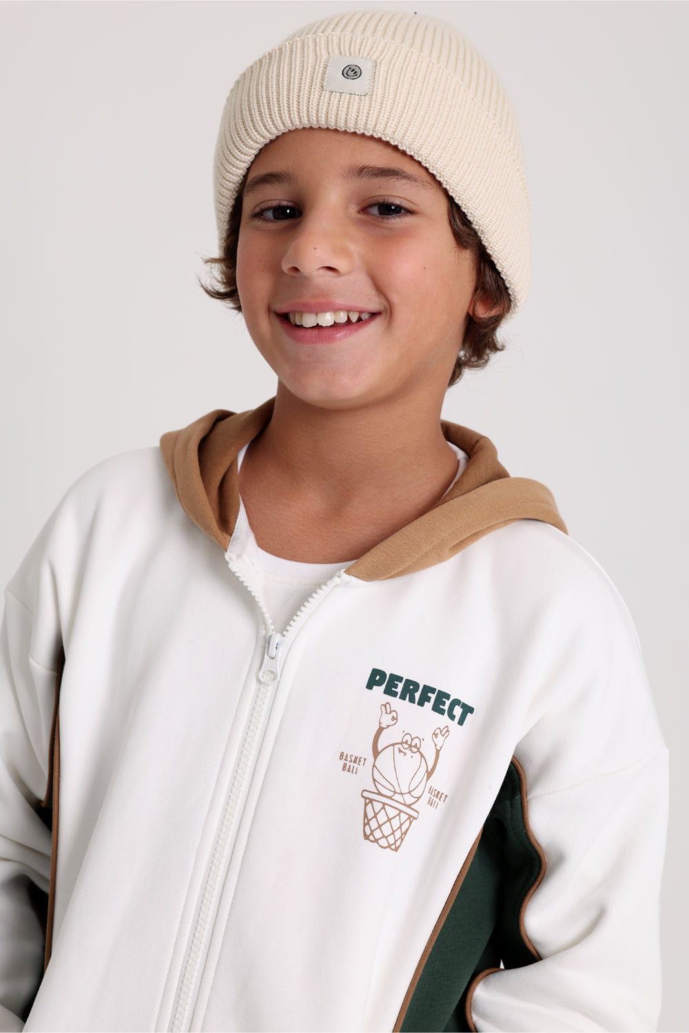 unisex cotton hoodie – offwhite "prefect" design