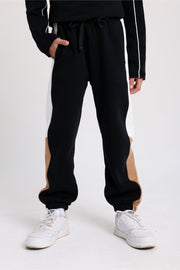teens cotton sweat pants – black