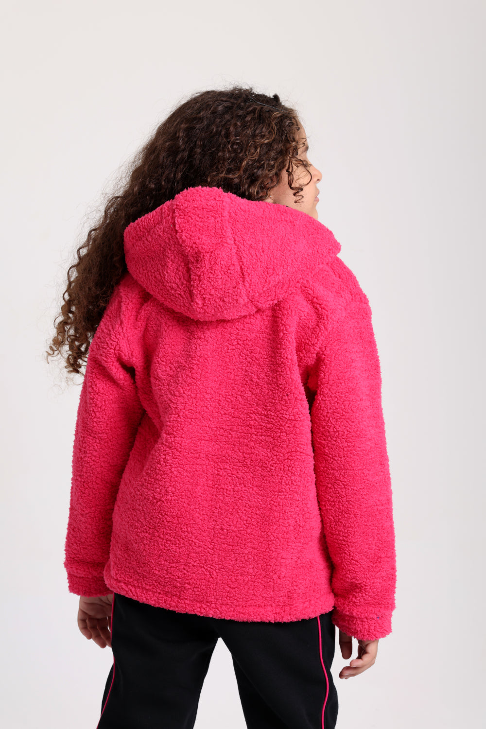 girls fleeced teddy jacket – fuchsia