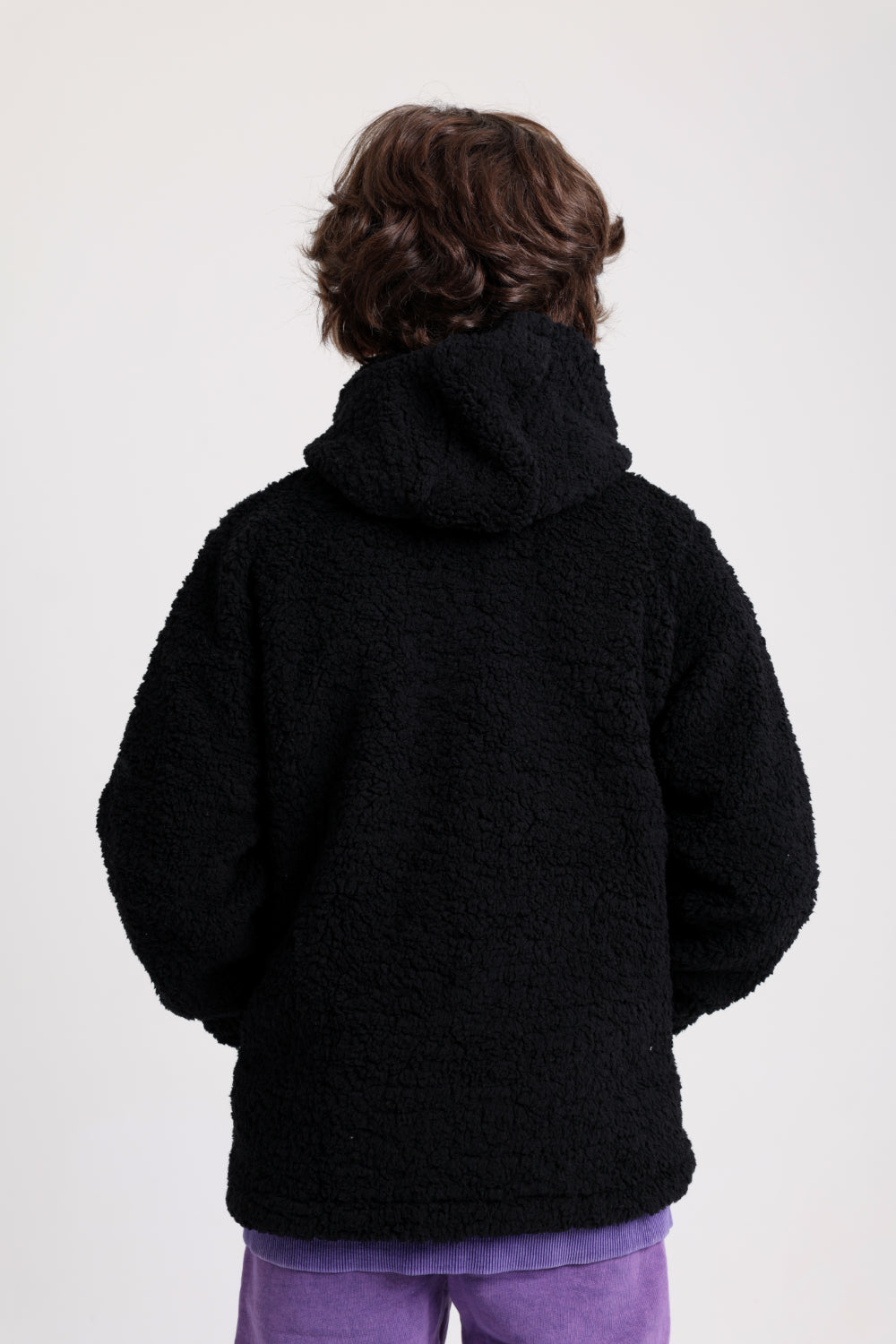 unisex fleeced teddy jacket – black