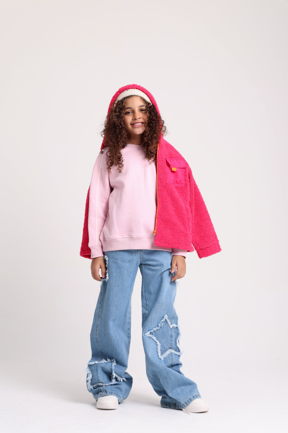 girls fleeced teddy jacket – fuchsia