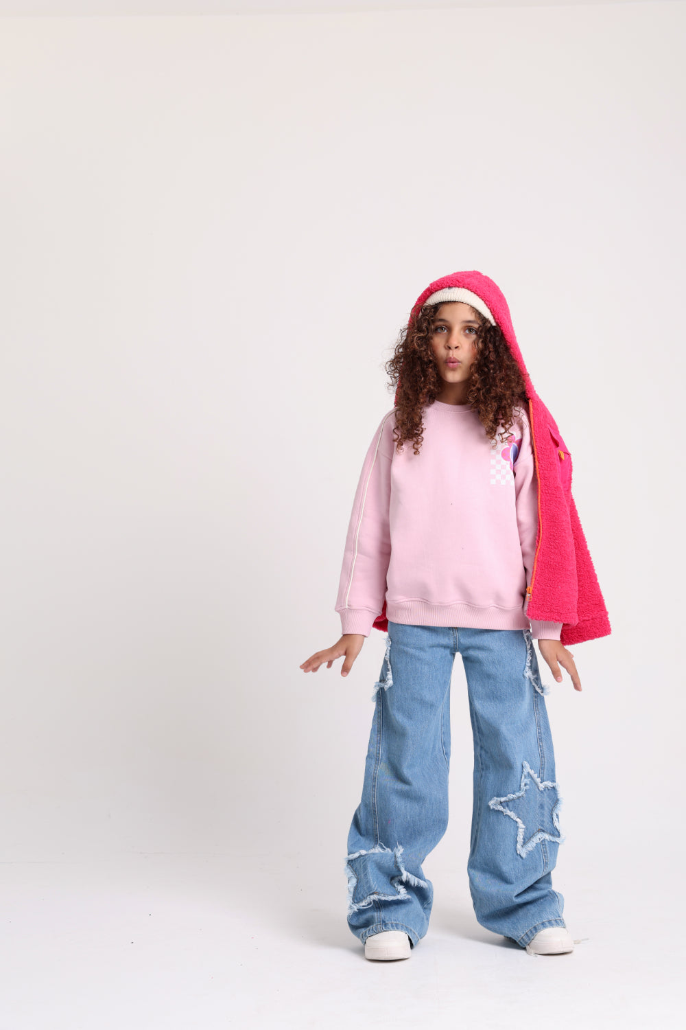 girls fleeced teddy jacket – fuchsia