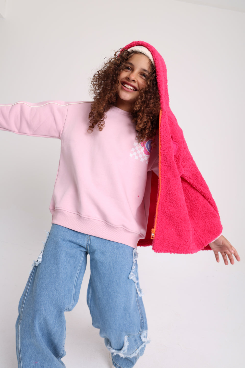 girls wide leg stars denim pants