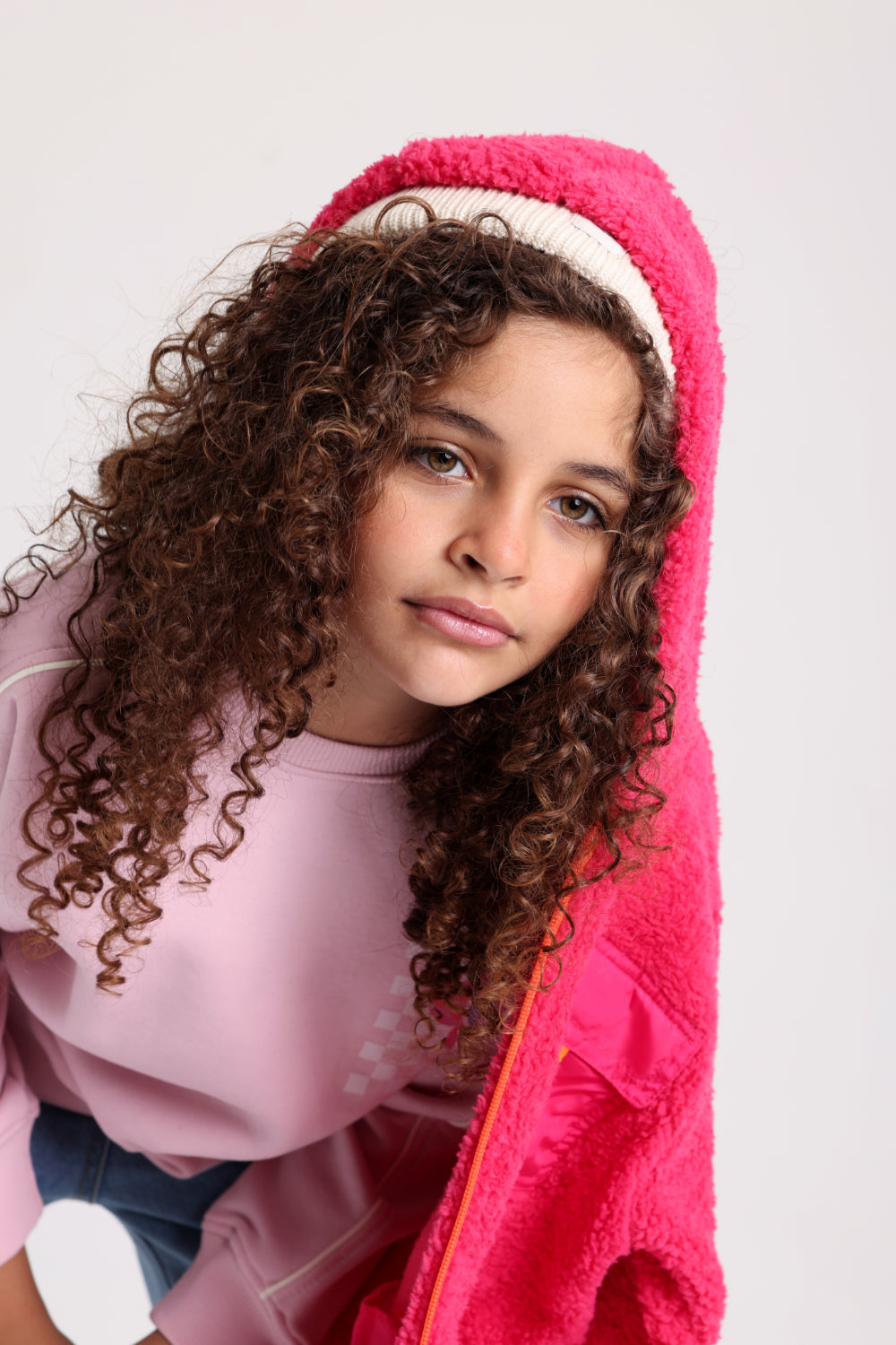 girls fleeced teddy jacket – fuchsia