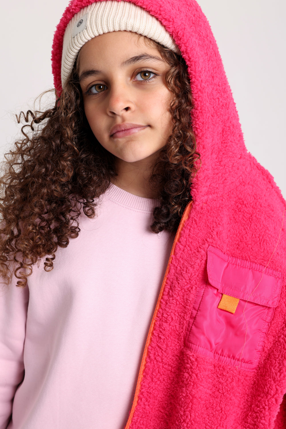 girls fleeced teddy jacket – fuchsia