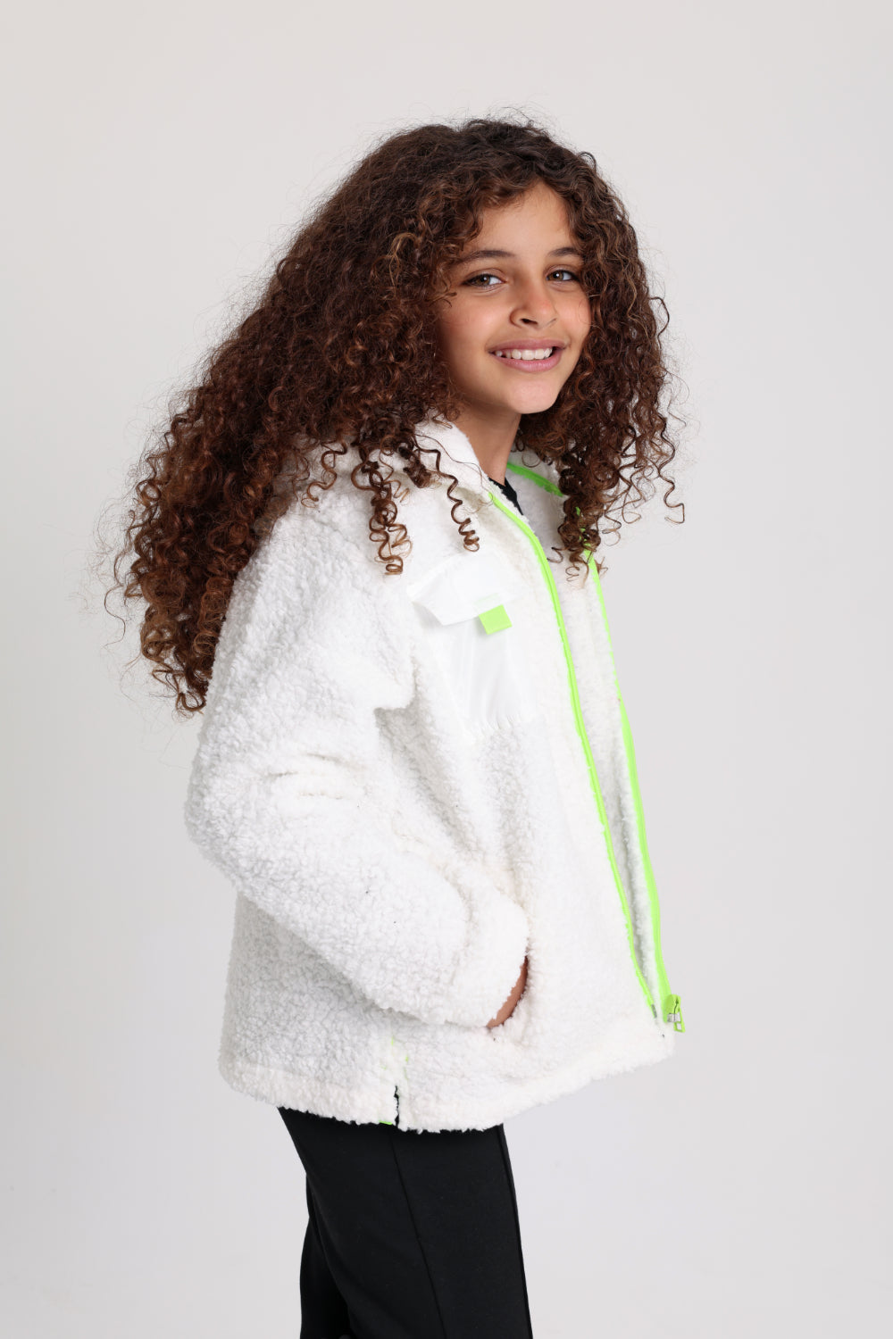 unisex fleeced teddy jacket – off-white