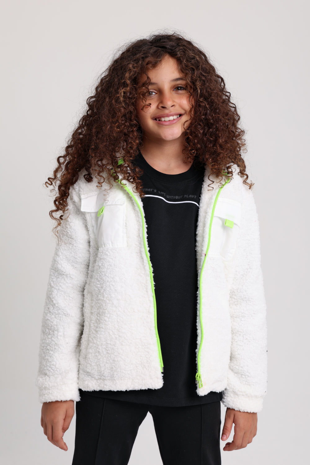 unisex fleeced teddy jacket – off-white