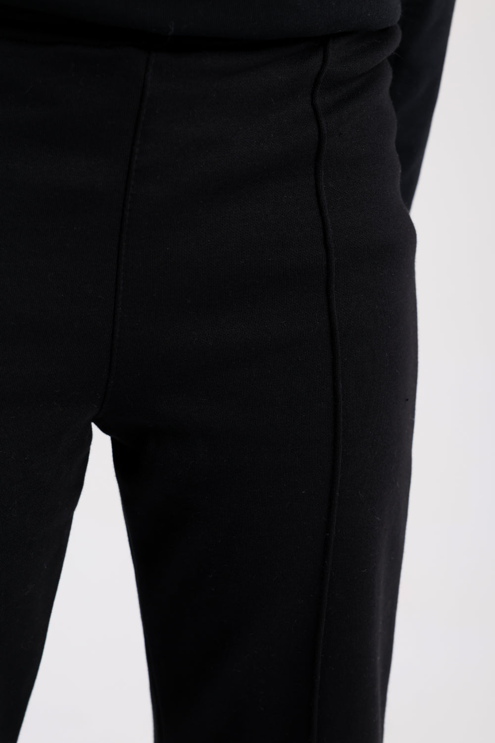 girls creased front flared pants – black