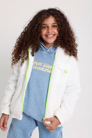 unisex fleeced teddy jacket – off-white