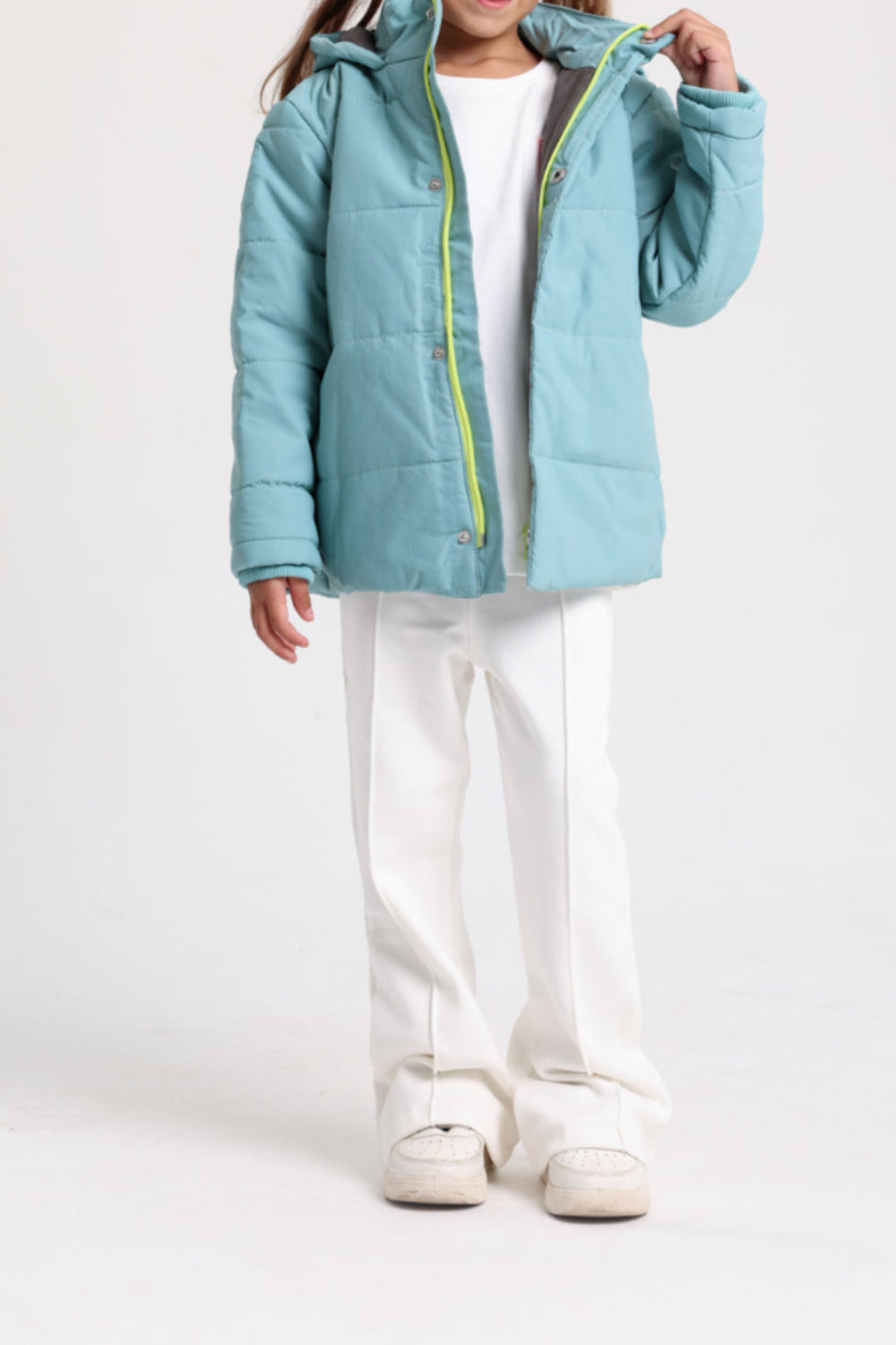 girls creased front flared pants – offwhite