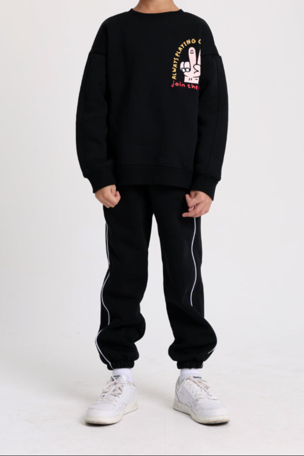 unisex cotton sweatshirt – black with "join the fun" design