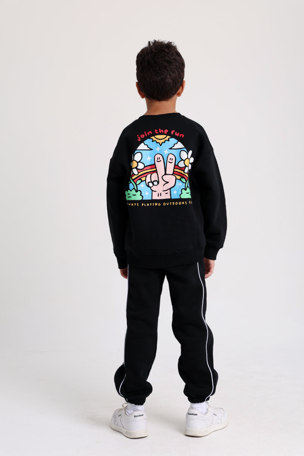 unisex cotton sweatshirt – black with "join the fun" design