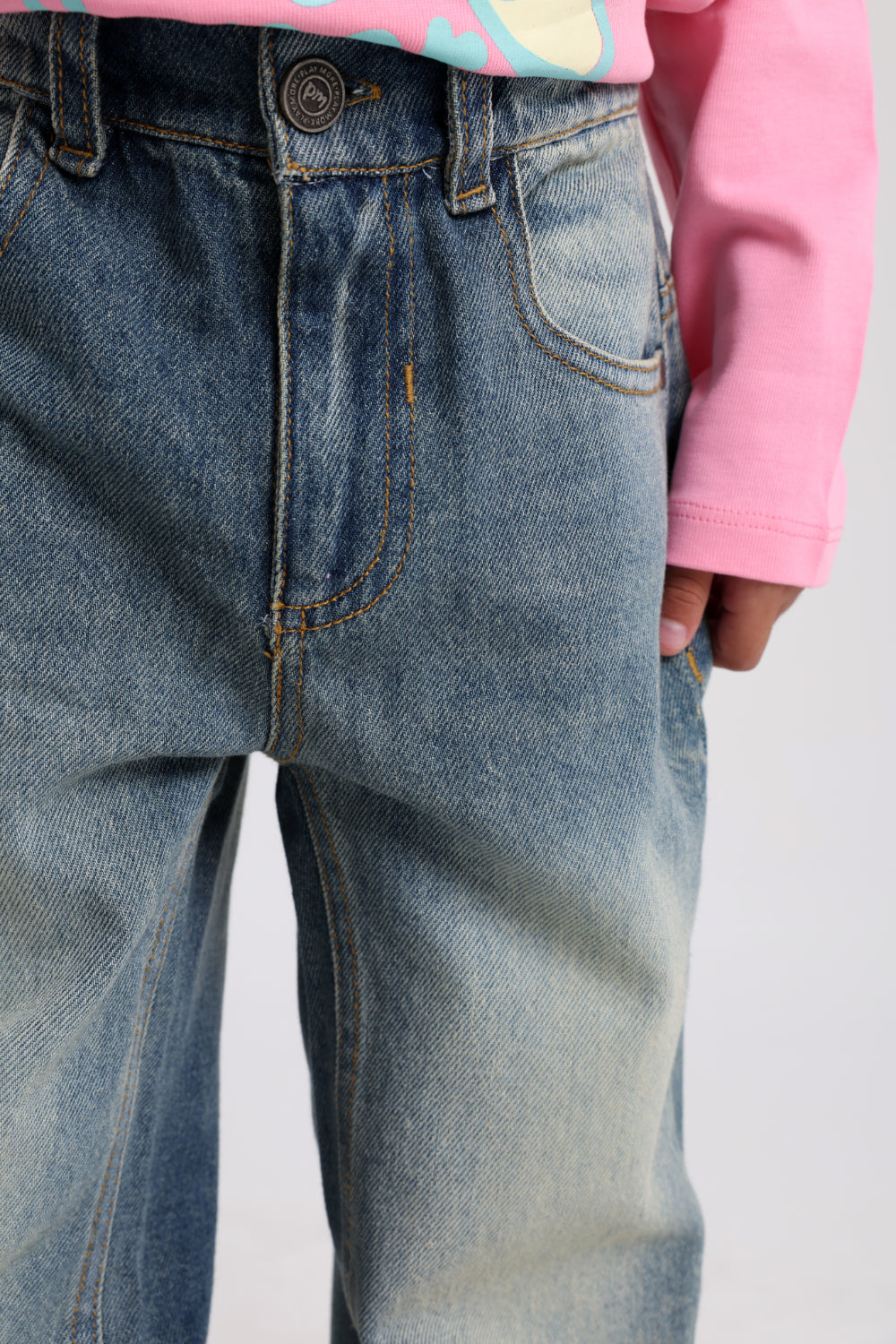 unisex light wash denim pants