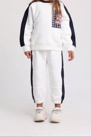 unisex cotton sweatpants - offwhite & navy