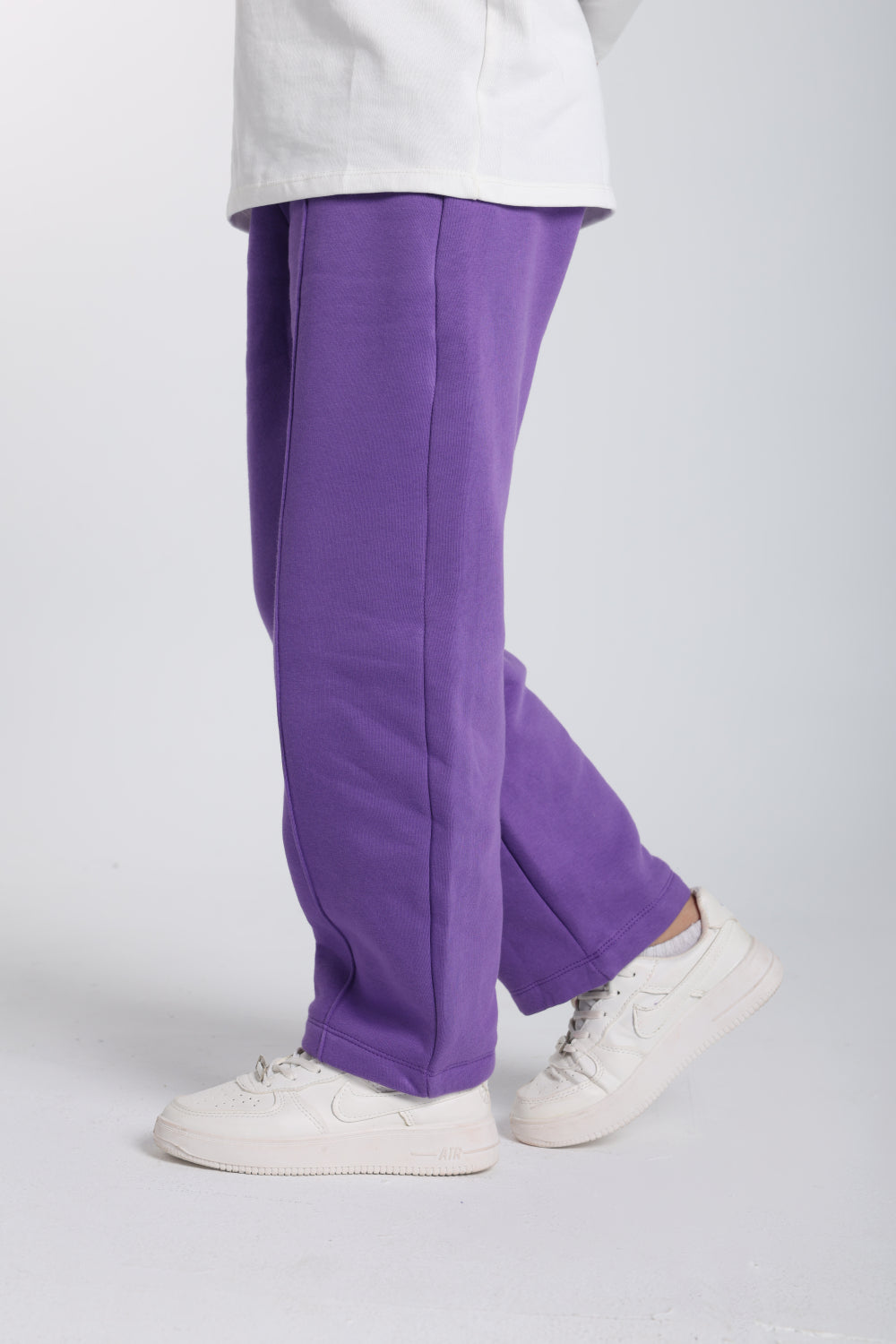 unisex barrel fit fleeced sweatpants – purple