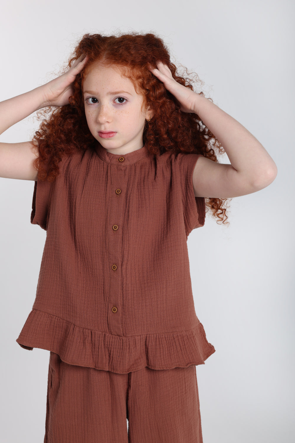 girls cotton blouse – brown