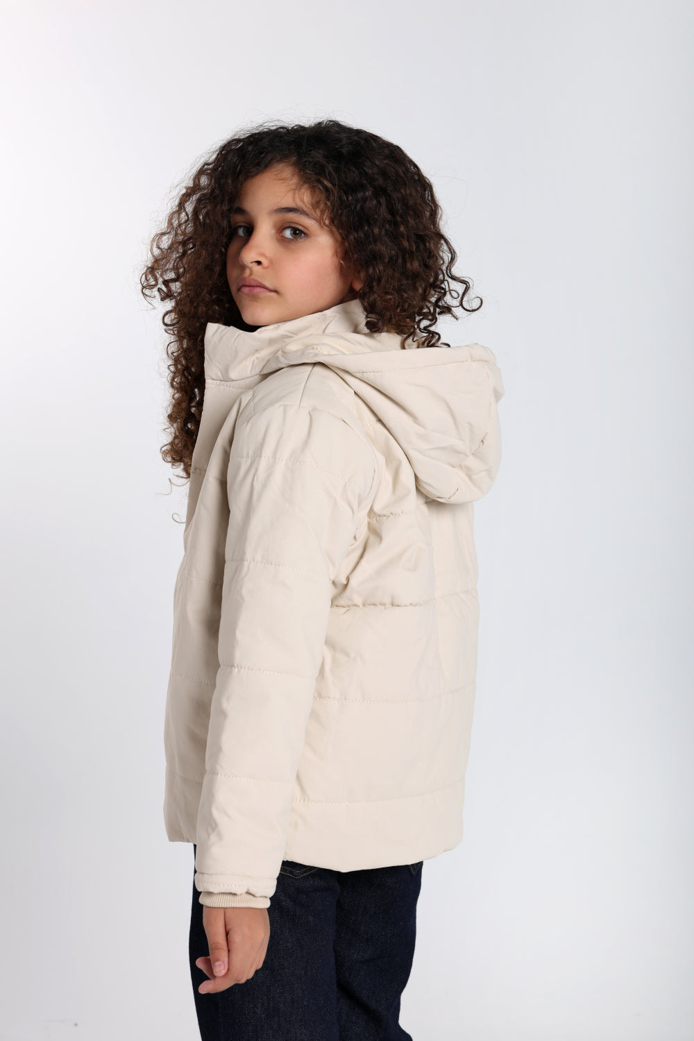 unisex beige puffer jacket