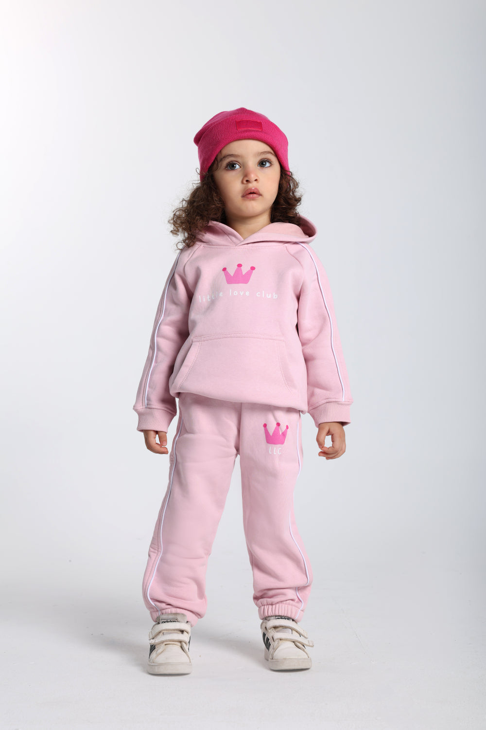 baby girls cotton sweatpants – pink with crown print