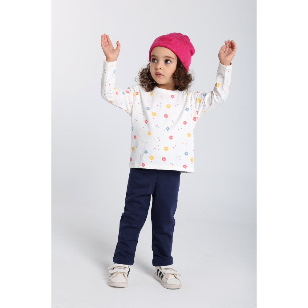 baby girls cotton t-shirt offwhite with flowers print