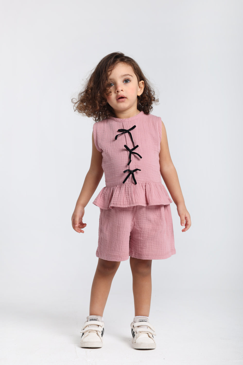 baby girls cotton 2-piece outfit set – dusty pink