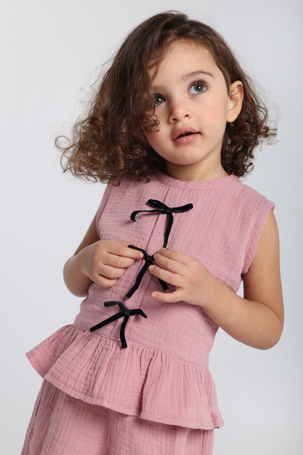 baby girls cotton 2-piece outfit set – dusty pink