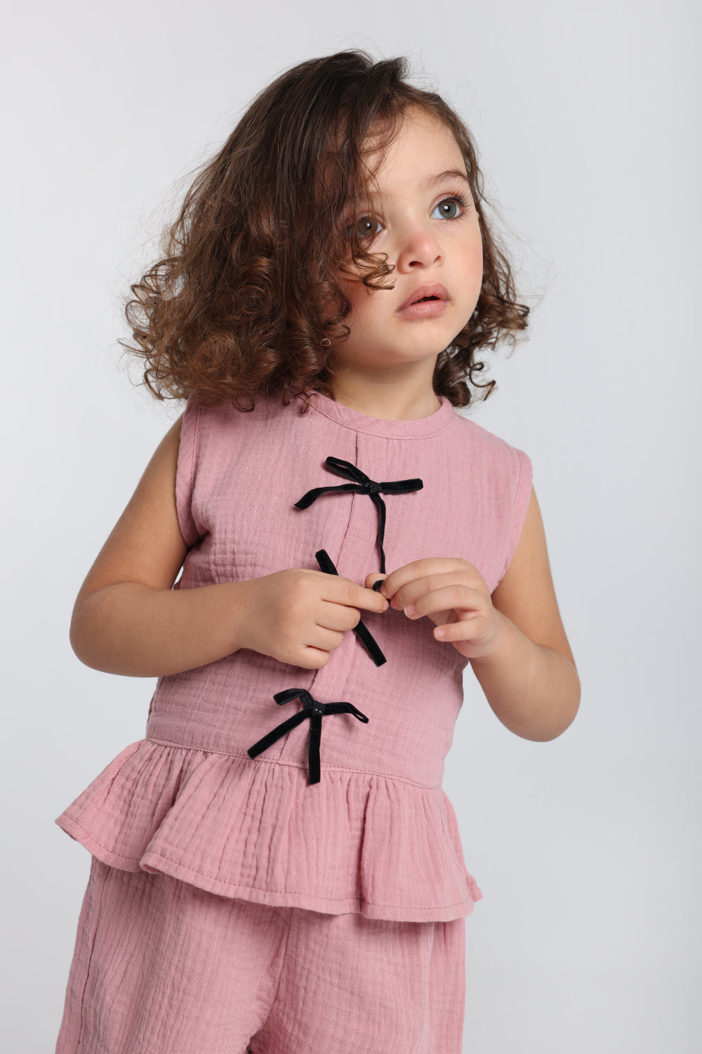 baby girls cotton 2-piece outfit set – dusty pink
