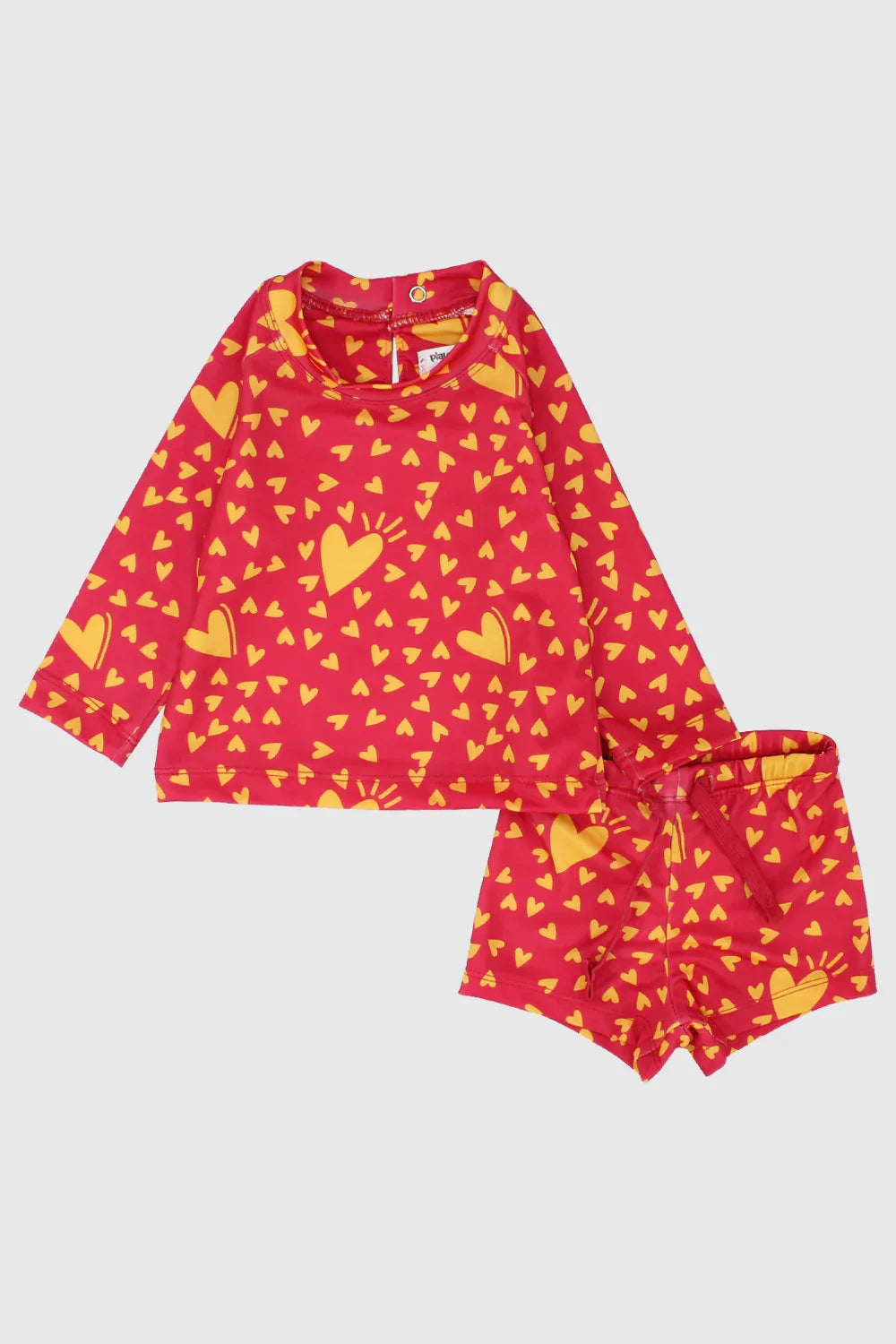 little hearts sleeved 2-piece swimsuit - playmore