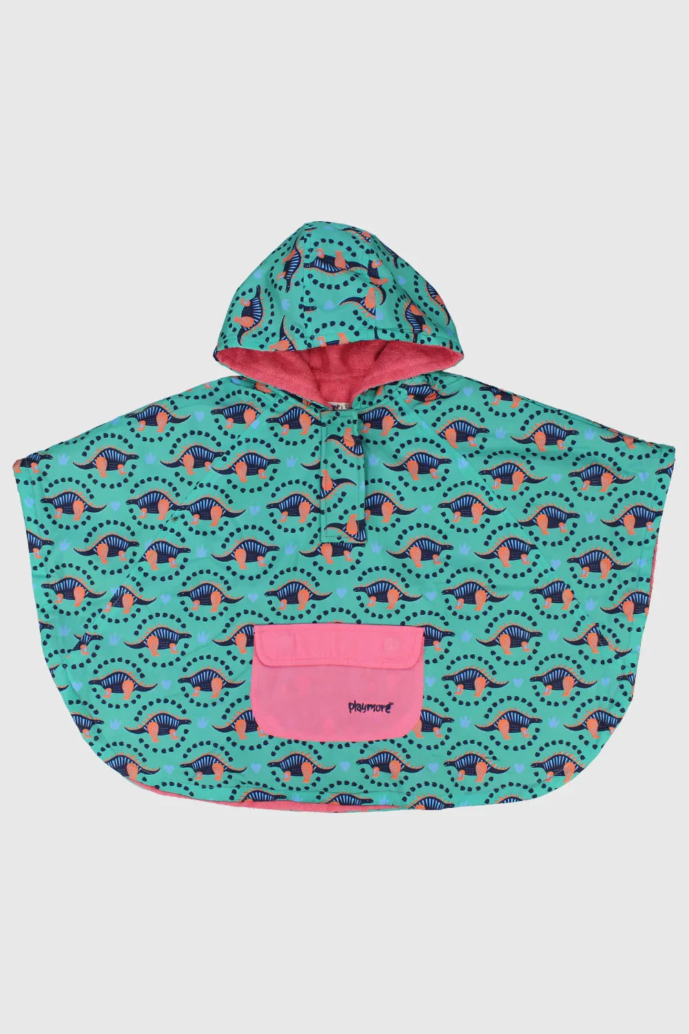 dino turquoise poncho towel - playmore