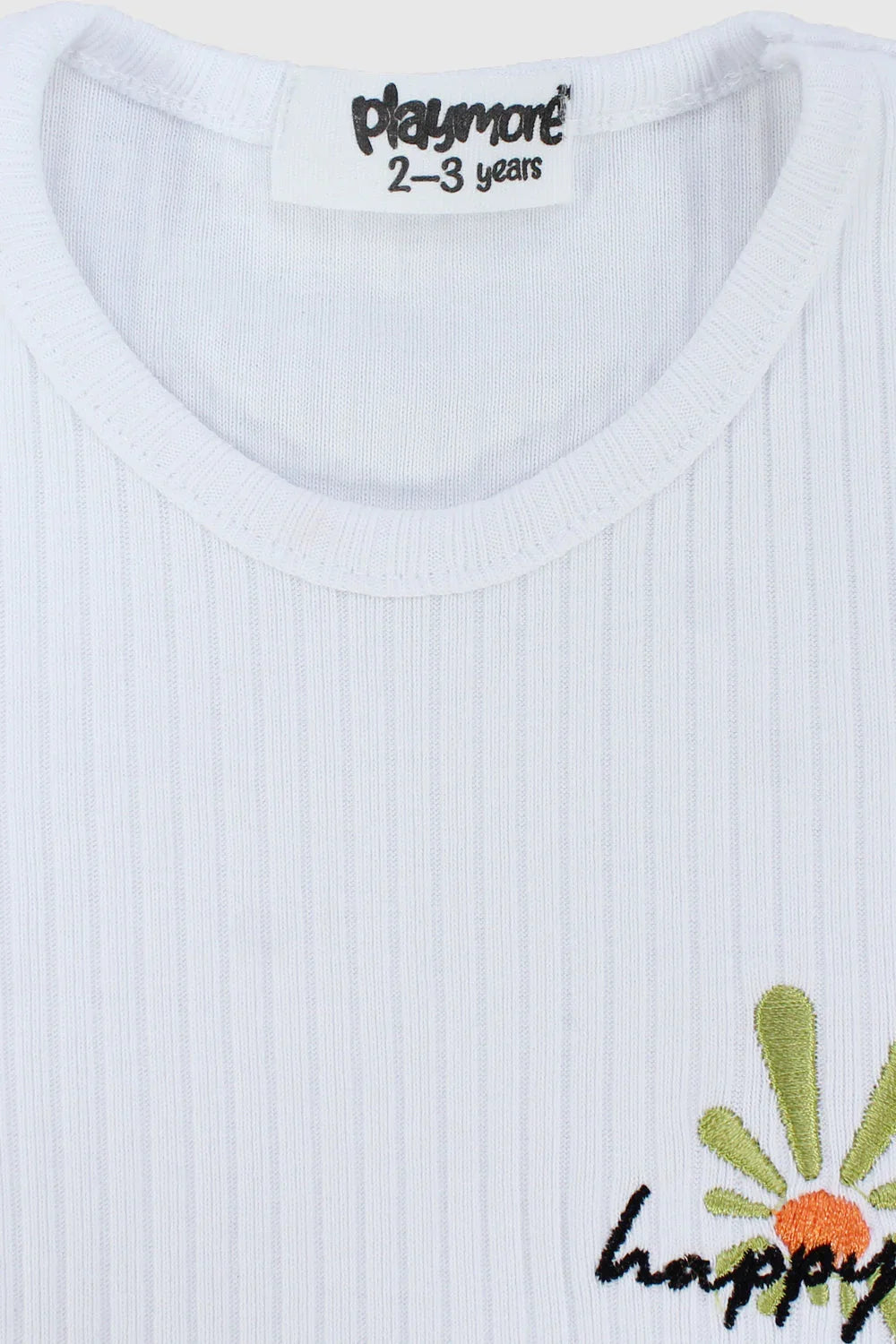 white ribbed short-sleeved t-shirt - playmore