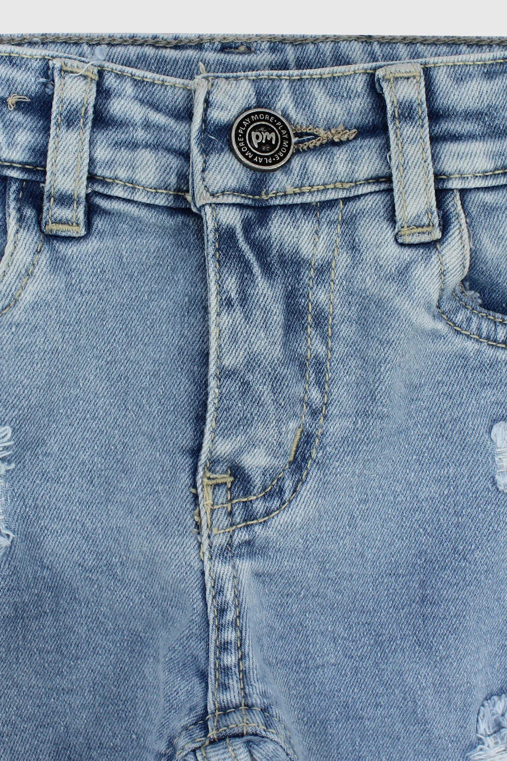 ripped light blue jean shorts - playmore