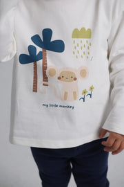 unisex little monkey printed long-sleeved t-shirt - playmore
