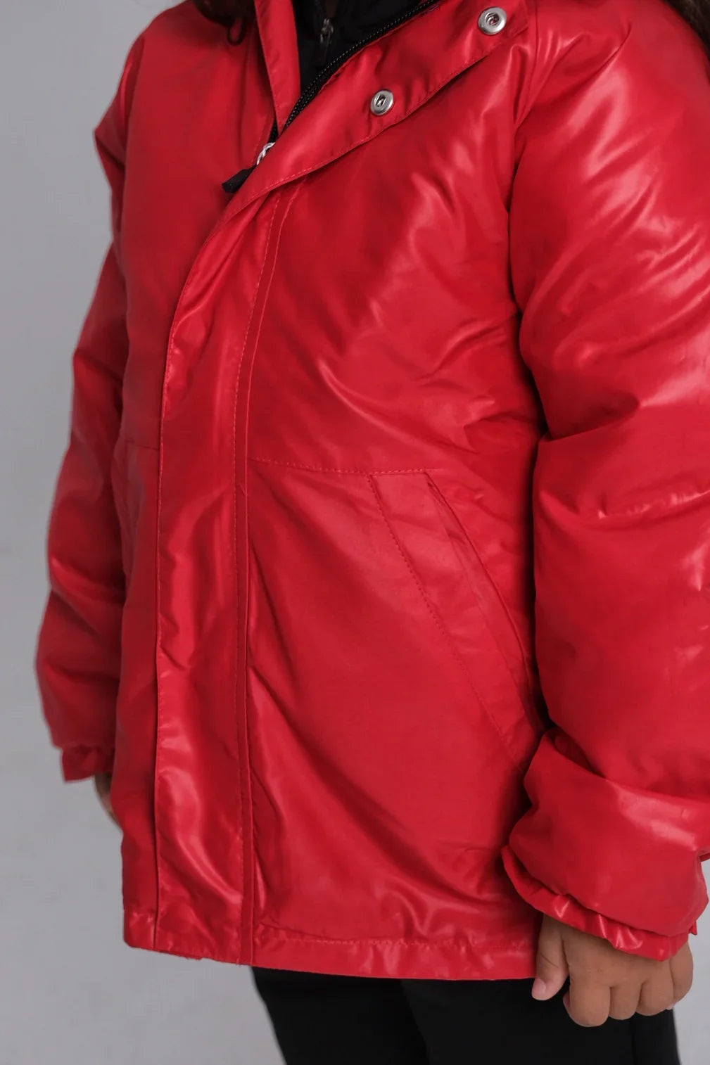 unisex red fur lined raincoat - playmore