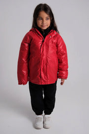 unisex red fur lined raincoat - playmore