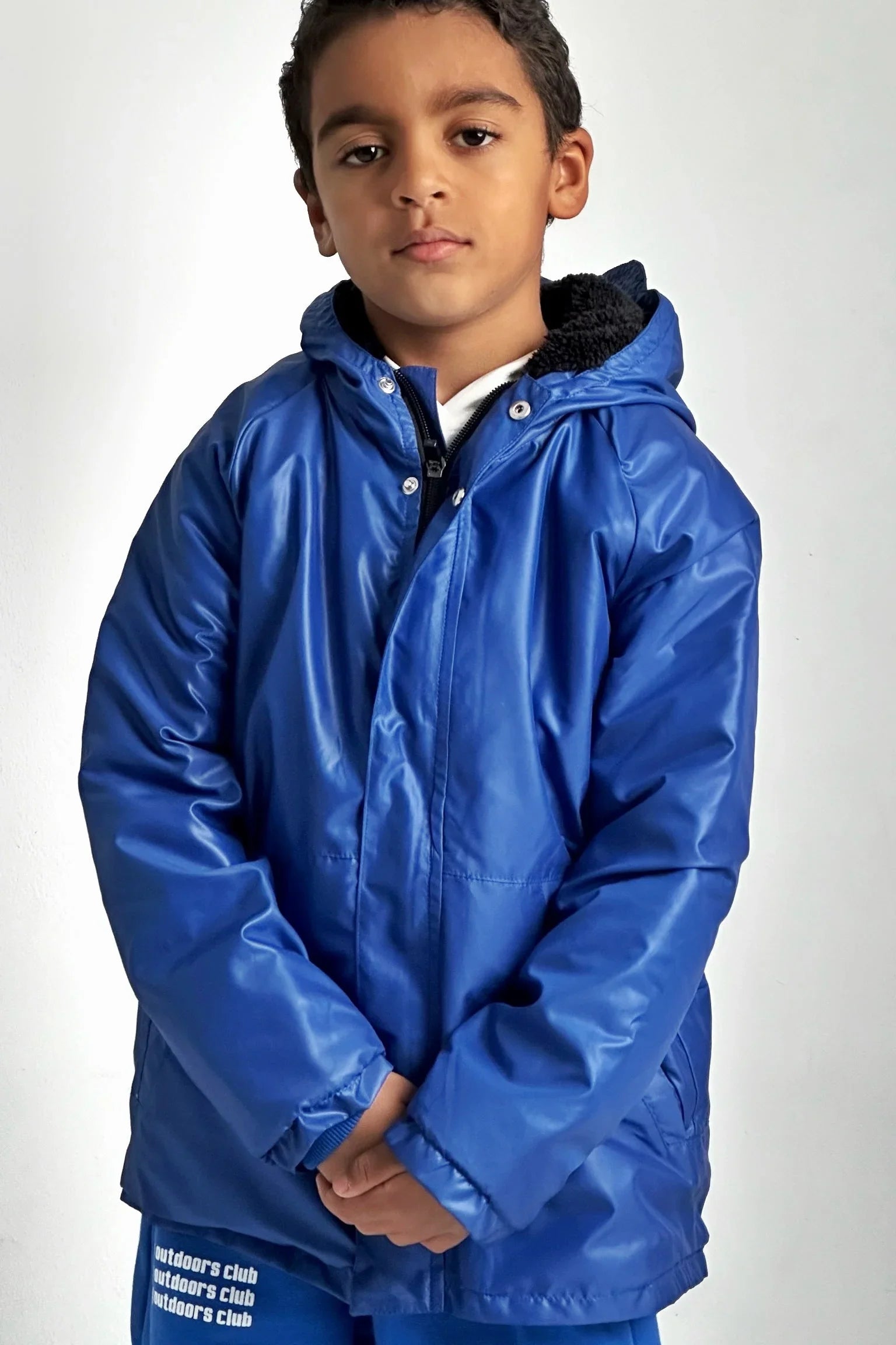 unisex blue fur lined raincoat - playmore