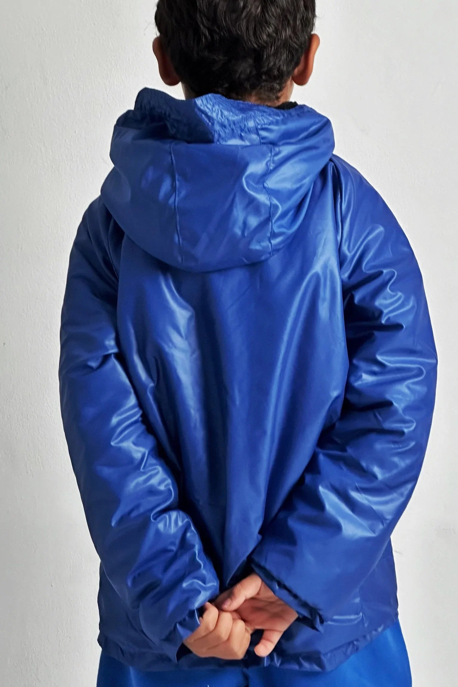 unisex blue fur lined raincoat - playmore