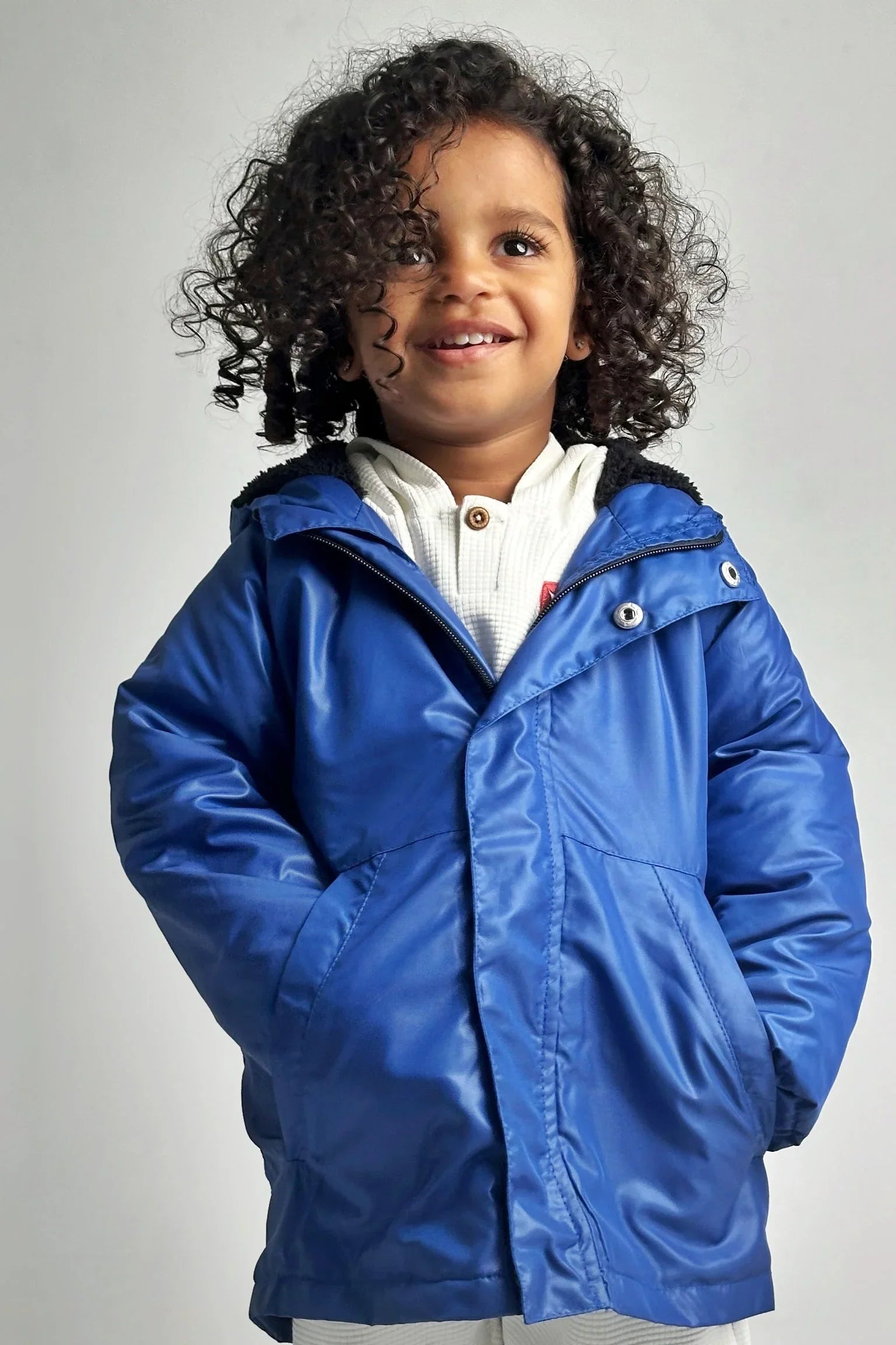 unisex blue fur lined raincoat - playmore