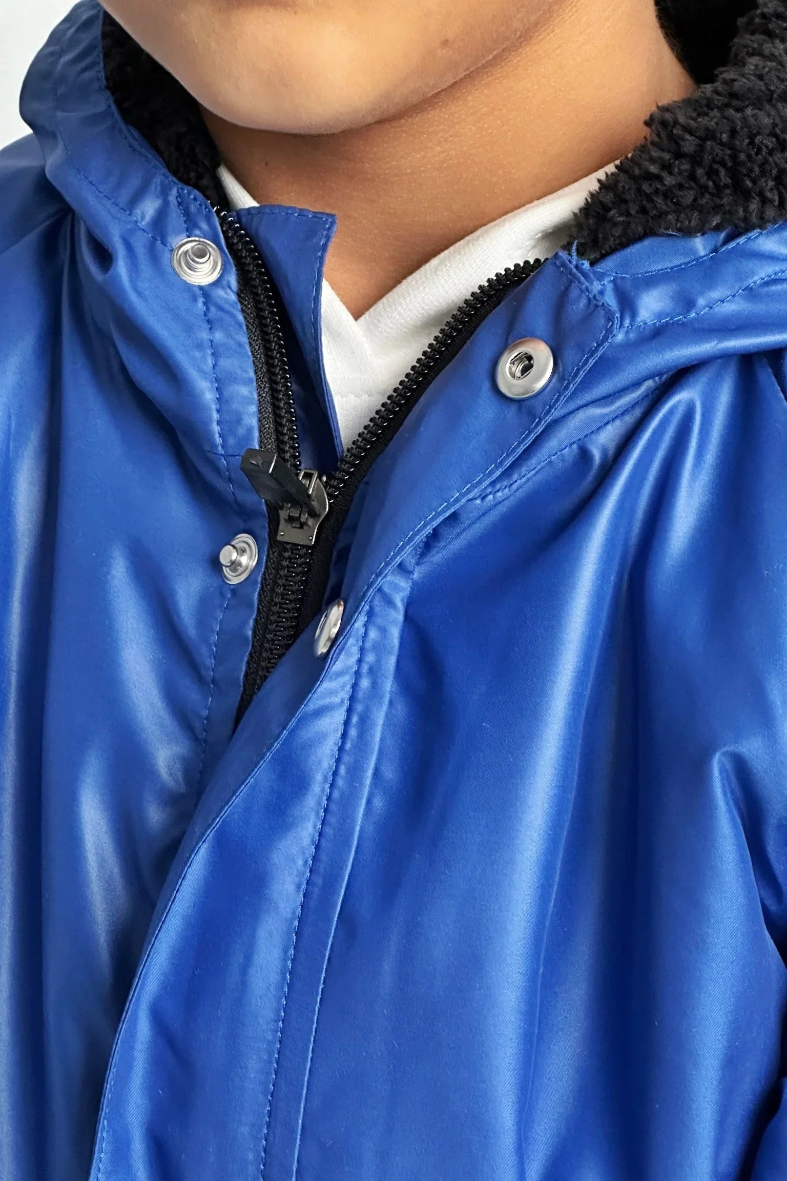 unisex blue fur lined raincoat - playmore