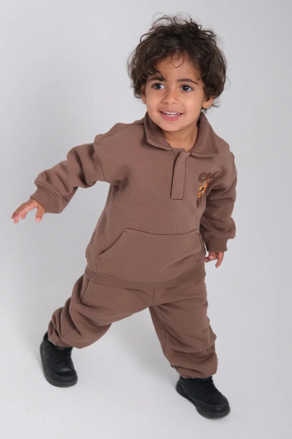 unisex "cool kid" brown 2-piece outfit set - playmore