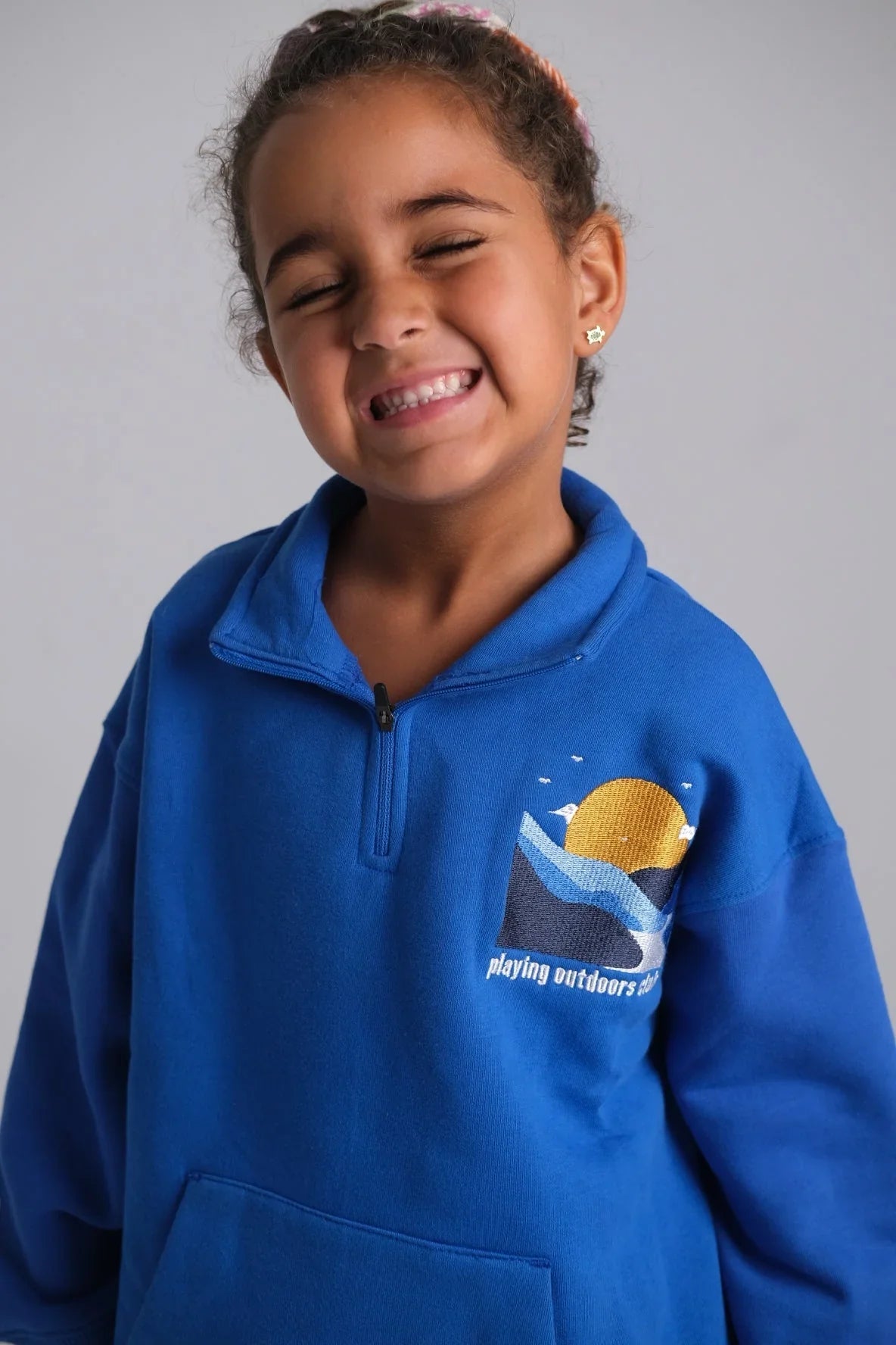 unisex blue "playing outdoors club" long-sleeved sweatshirt - playmore