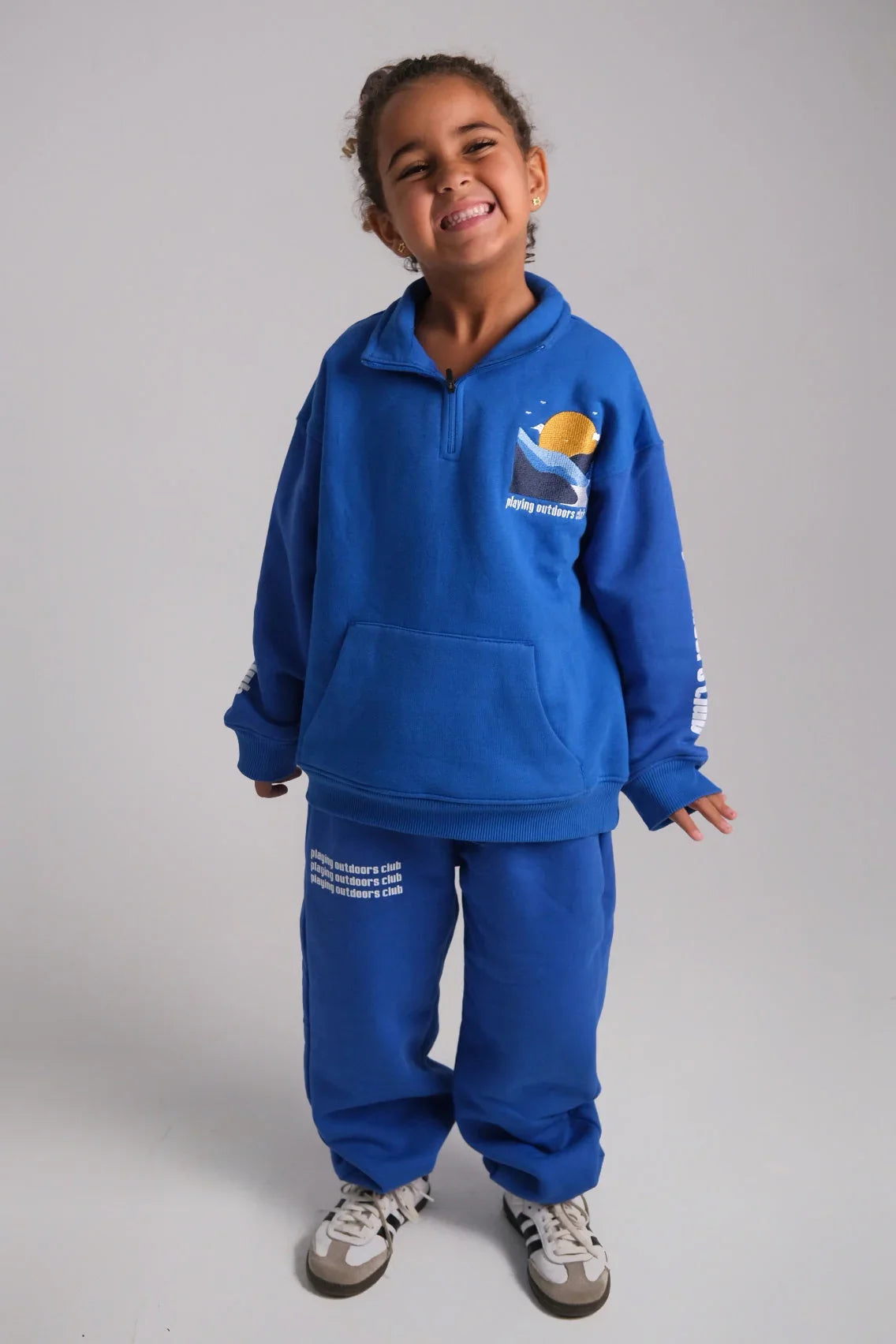 unisex blue "playing outdoors club" long-sleeved sweatshirt - playmore