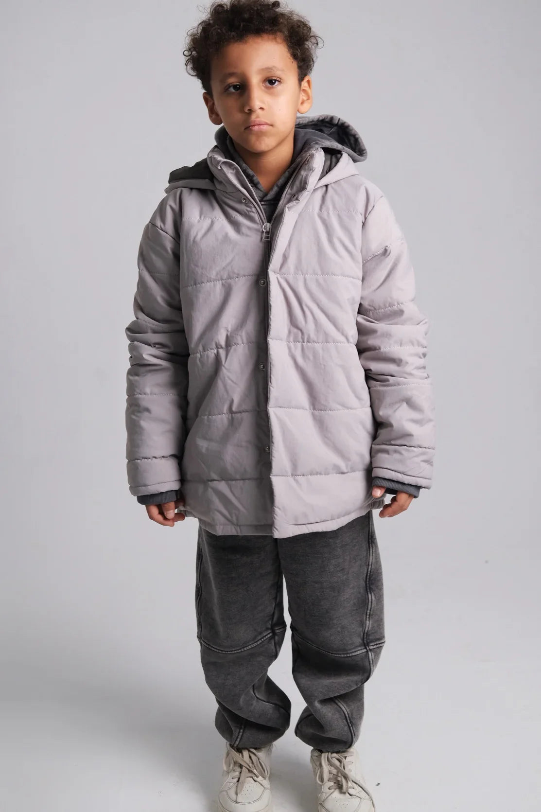 unisex grey puffer jacket - playmore