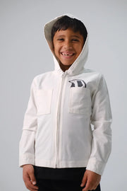 unisex dog-printed gabardine jacket – offwhite - playmore