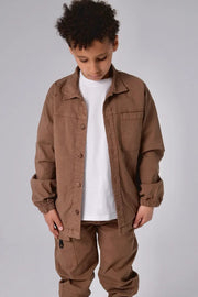 unisex "explore the outdoors" gabardine shirt – brown - playmore