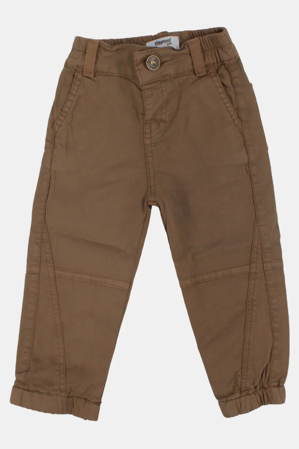 unisex baby gabardine pants – brown - playmore