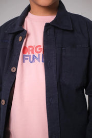 unisex baby "playing outdoors club" gabardine shirt – navy - playmore