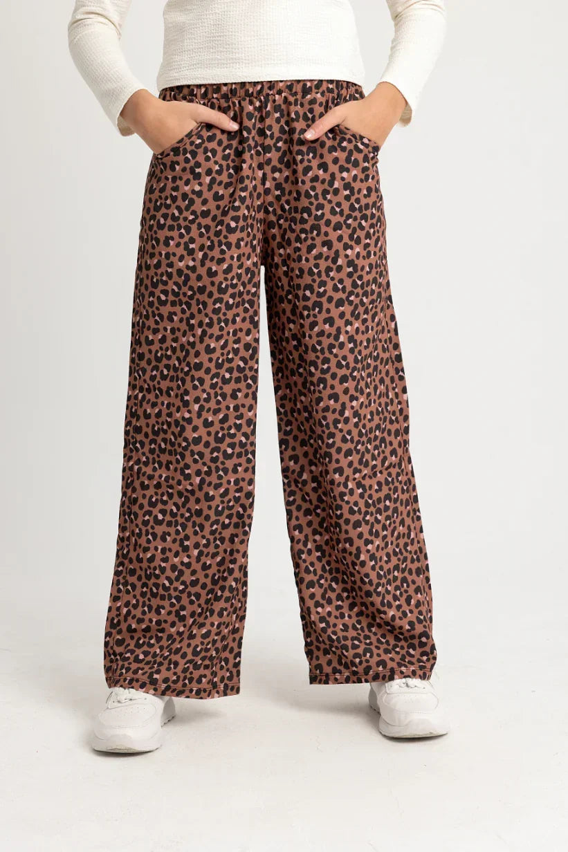 girls brown leopard pants - playmore