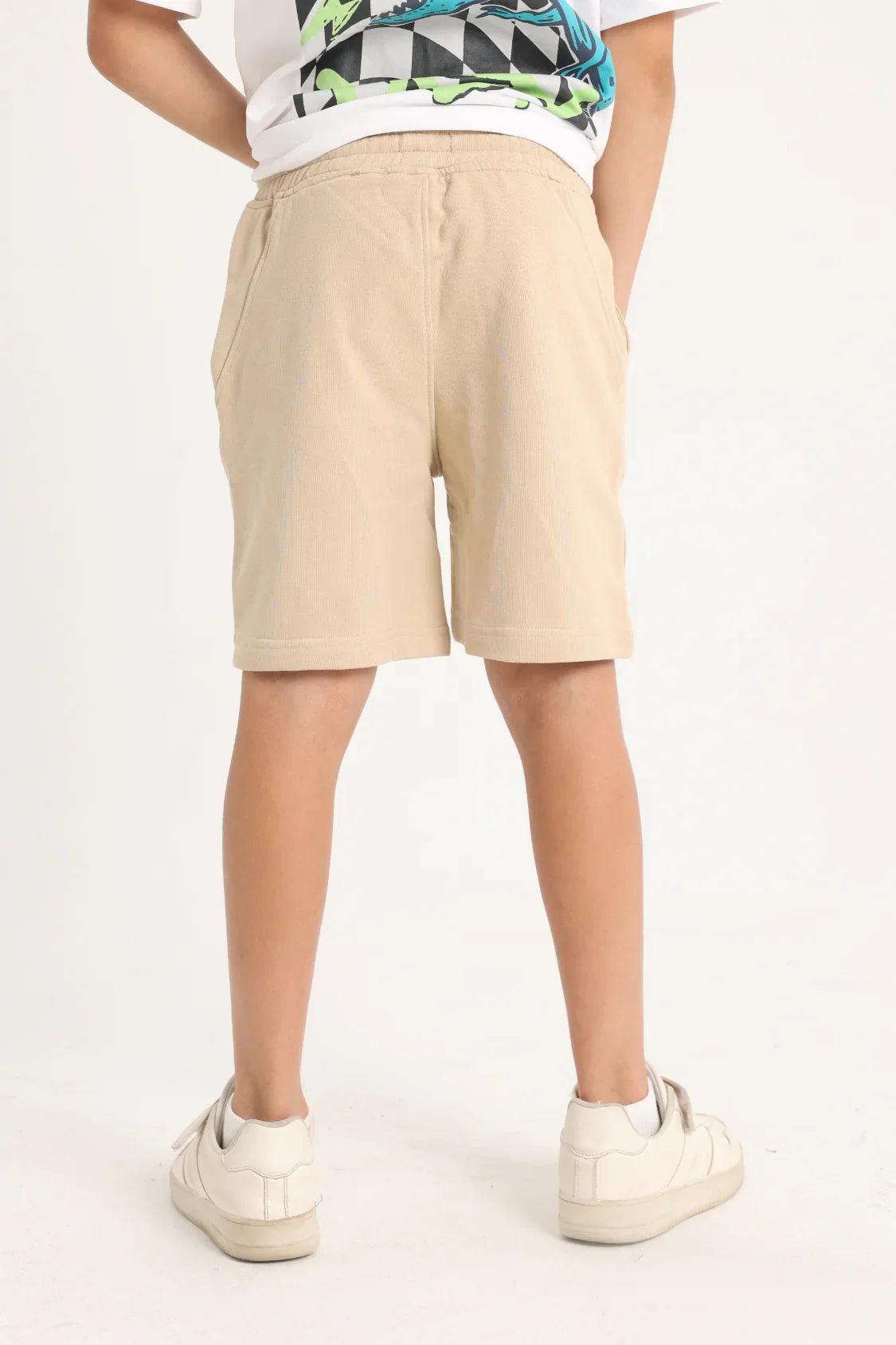 unisex kids cotton shorts – beige - playmore